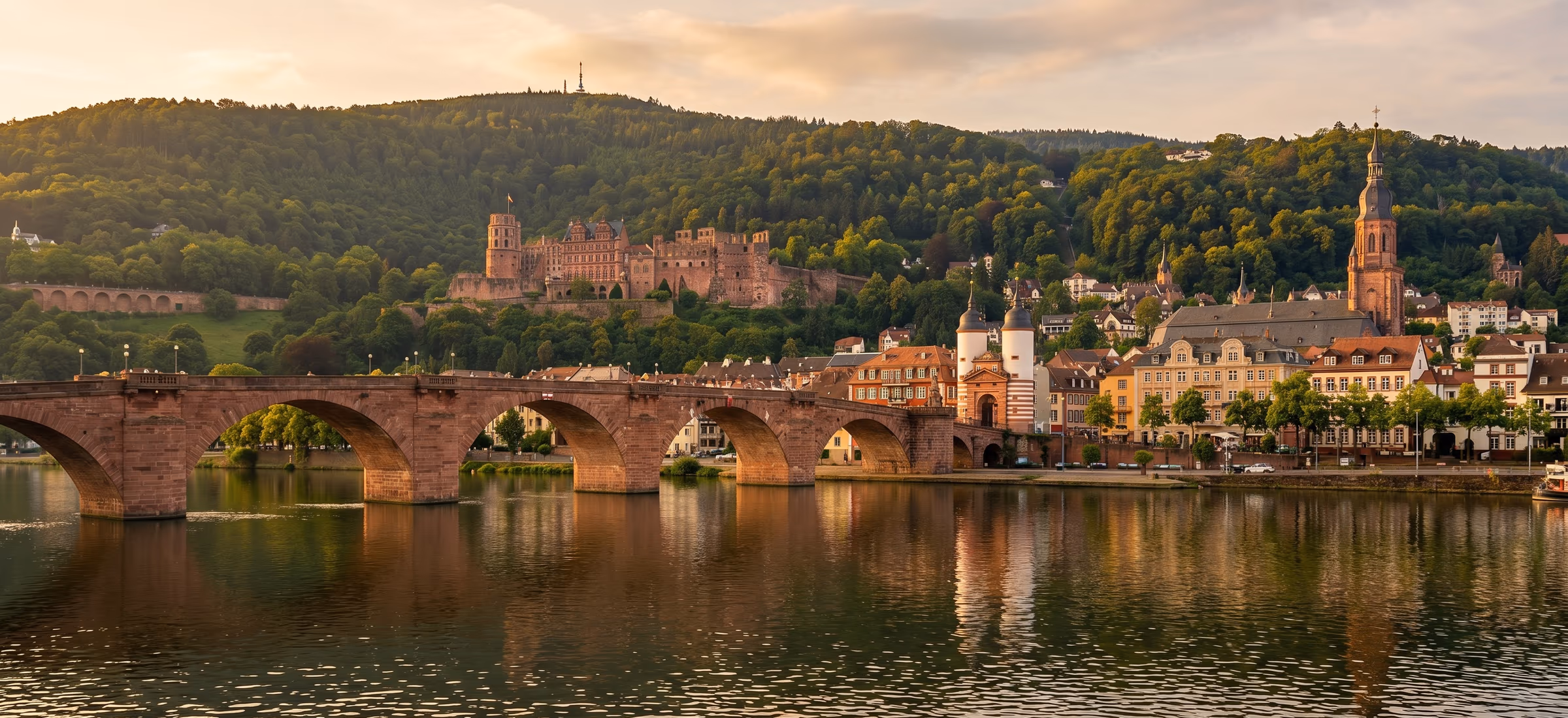 Heidelberger Altstadt mit Schloss, Alter Brücke und Neckar